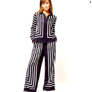 Modern works Elegant Teal Geometric Women's Wide Leg pant suit